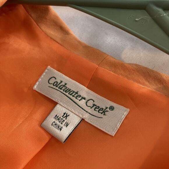 Coldwater Creek Womens Orange Silk Linen Blend Open Front Blazer Size 1X Coastal - Picture 5 of 11
